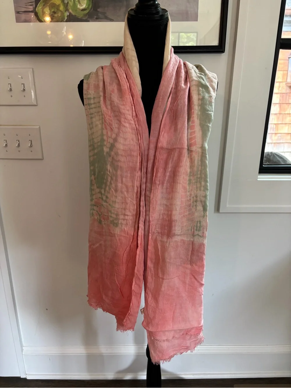 Michael Stars Coral, Cream & Mint Ombre Lightweight Scarf
